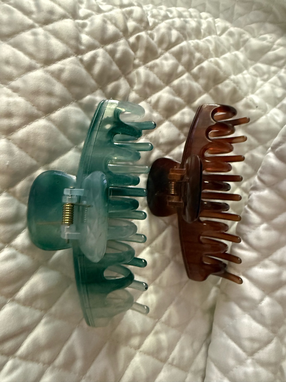 2 Elegant Blue and Brown Hair Clip Claws | Large | New